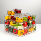 Stackable Fridge Organizer Bins with Lids