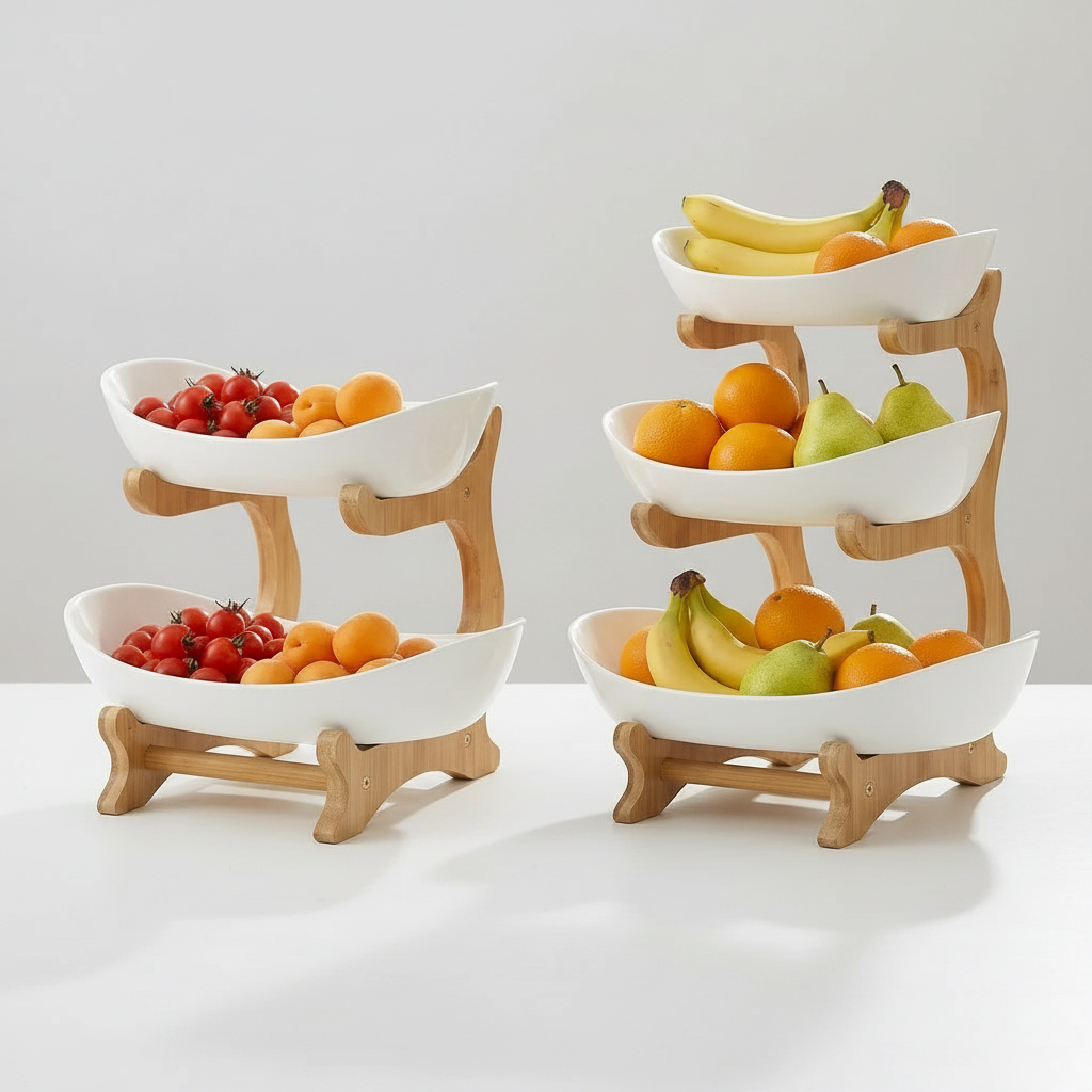 2/3-Tier Fruit Rack &amp; Snack Storage Tray