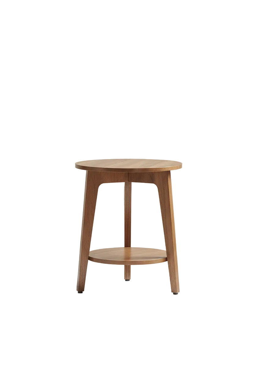 Round End Table with Lower Shelf | Compact Side Table for Small Spaces – MIRA