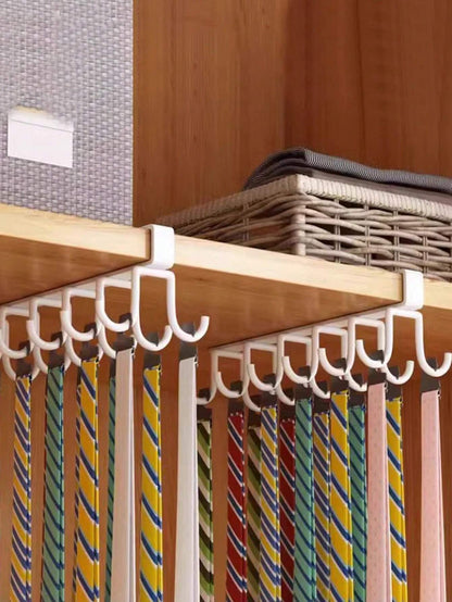1/2pcs Hat Organizer Rack, Belt Organizer Rack, Wardrobe Accessory Organizer With 6 Hat Hooks, Hanger Rack For Cabinet, Closet, No Drilling, Simple Storage Shelf