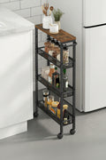 4-Tier Slim Rolling Storage Cart | Metal Mobile Shelving with Handle – MIRA