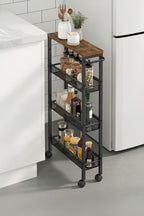 4-Tier Slim Rolling Storage Cart | Metal Mobile Shelving with Handle – MIRA