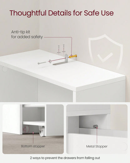 VASAGLE Slim Bathroom Storage Cabinet, Narrow Bathroom Cabinet, Freestanding Cabinet With Storage Drawers And Adjustable Shelf, For Small Spaces, Modern Style Classic White