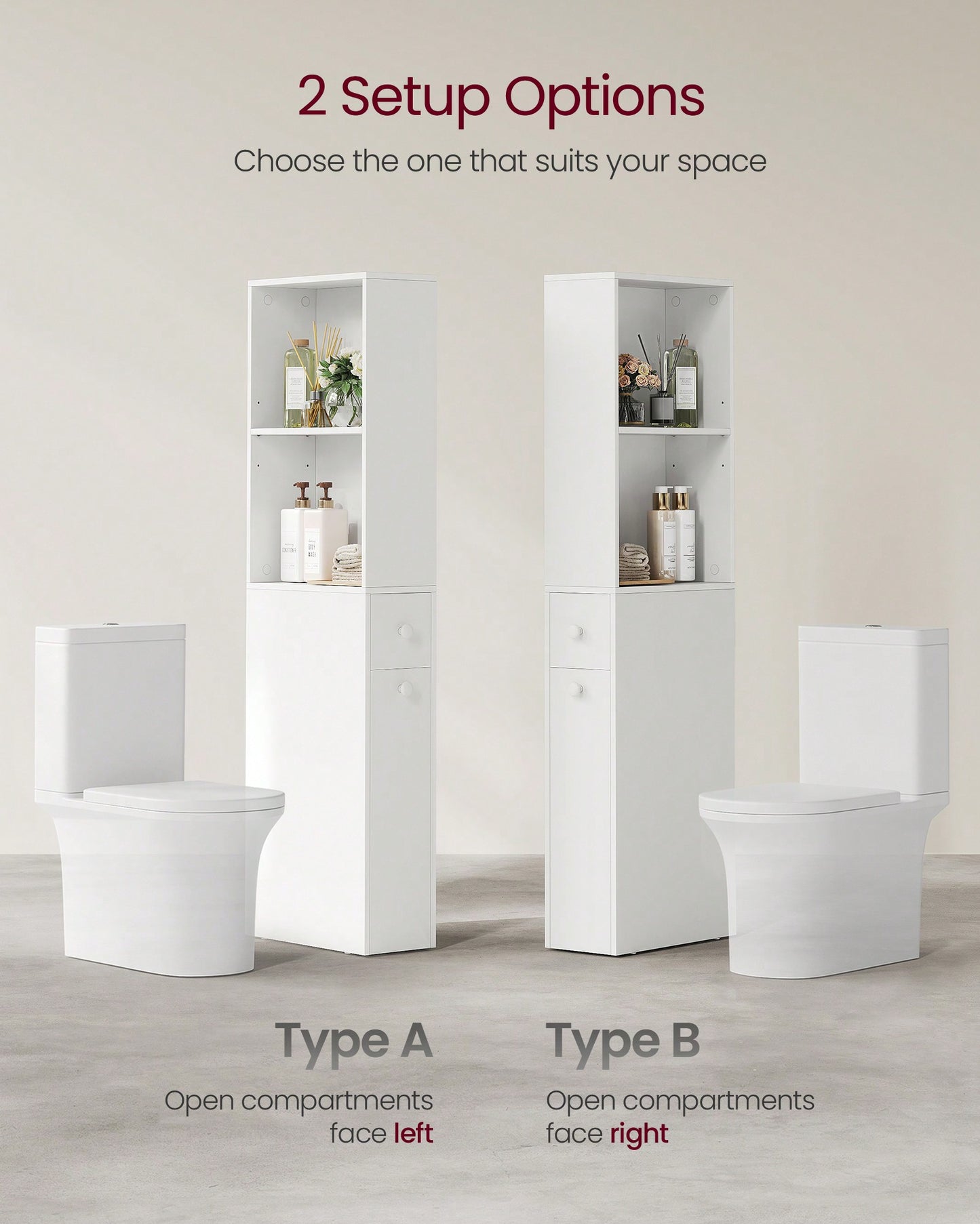 VASAGLE Slim Bathroom Storage Cabinet, Narrow Bathroom Cabinet, Freestanding Cabinet With Storage Drawers And Adjustable Shelf, For Small Spaces, Modern Style Classic White