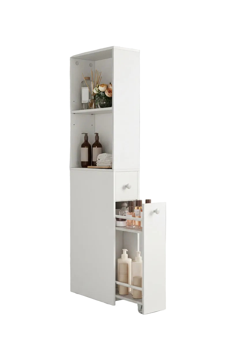 Slim Bathroom Storage Cabinet | Narrow Freestanding Cabinet with Drawers – MIRA