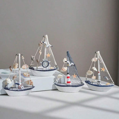 1pc Ocean-Style Shell Crack Boat Ornaments, Creative Wooden Sailboat Model Knick-Knacks, Creative Decorative Handicraft Boats, Craft Decoration Ornament, Desktop Decor(Hand-Made Works May Have Slight Defects, Do Not Affect The Use, If You Mind, Carefully