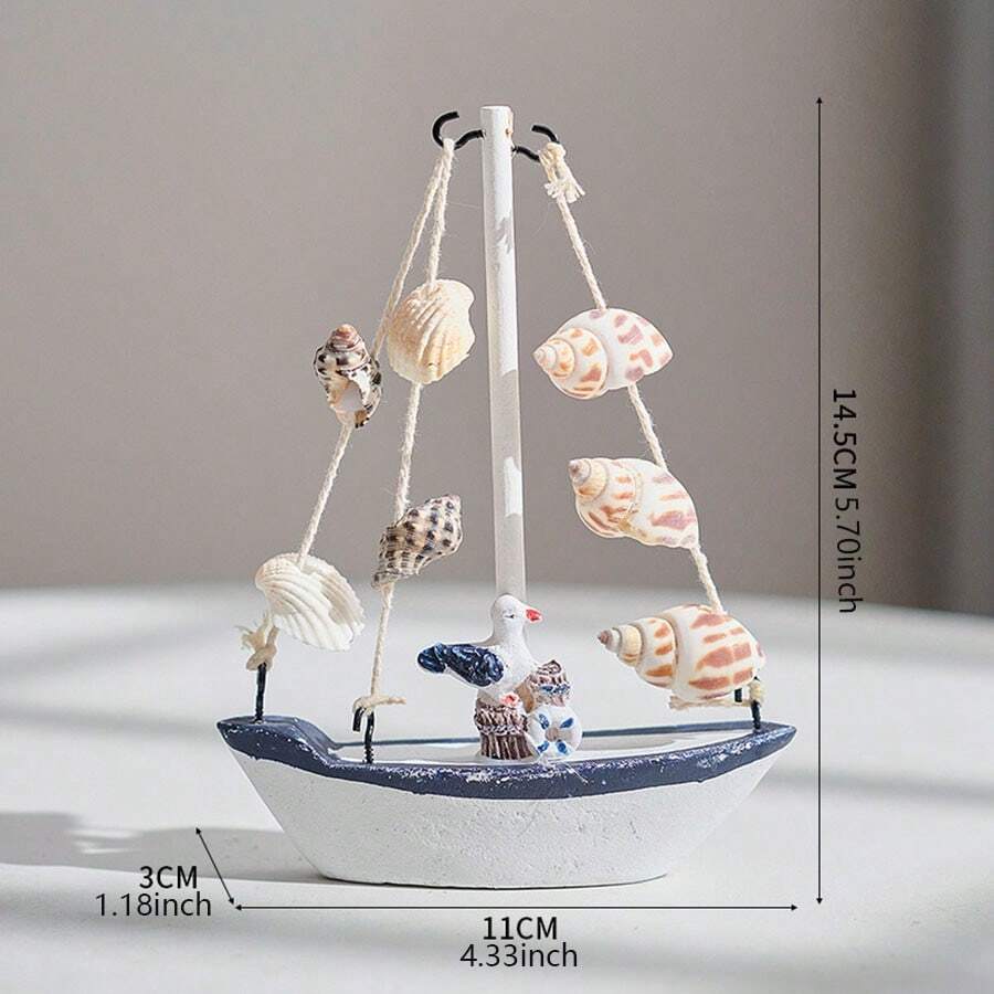 1pc Ocean-Style Shell Crack Boat Ornaments, Creative Wooden Sailboat Model Knick-Knacks, Creative Decorative Handicraft Boats, Craft Decoration Ornament, Desktop Decor(Hand-Made Works May Have Slight Defects, Do Not Affect The Use, If You Mind, Carefully