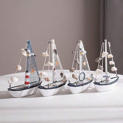 1pc Ocean-Style Shell Crack Boat Ornaments, Creative Wooden Sailboat Model Knick-Knacks, Creative Decorative Handicraft Boats, Craft Decoration Ornament, Desktop Decor(Hand-Made Works May Have Slight Defects, Do Not Affect The Use, If You Mind, Carefully
