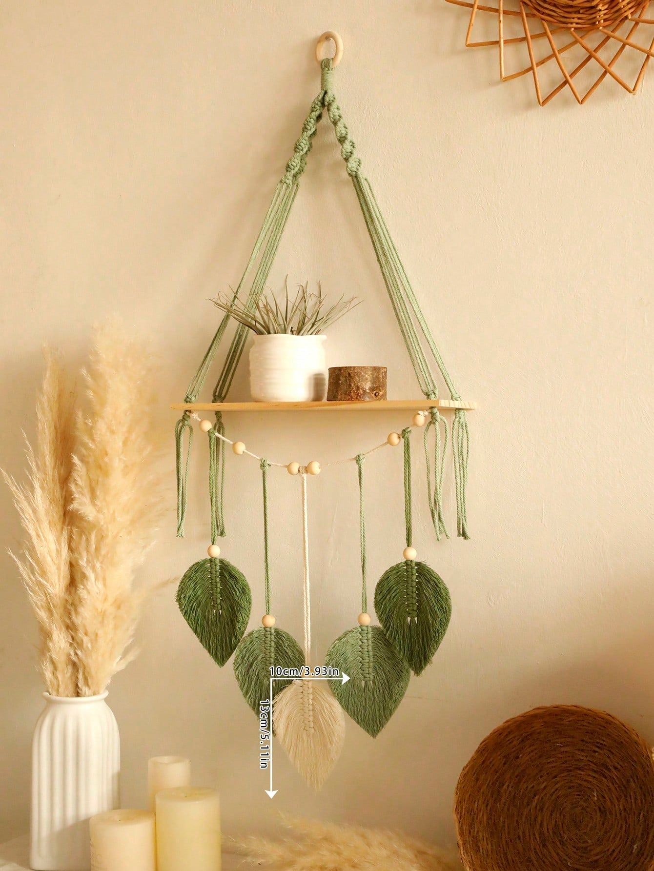Handmade Woven Wall Hanging Shelf | Bohemian Floating Shelf | MIRA