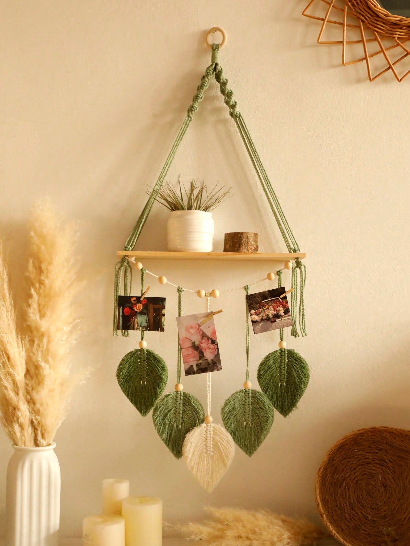Handmade Woven Wall Hanging Shelf | Bohemian Floating Shelf | MIRA