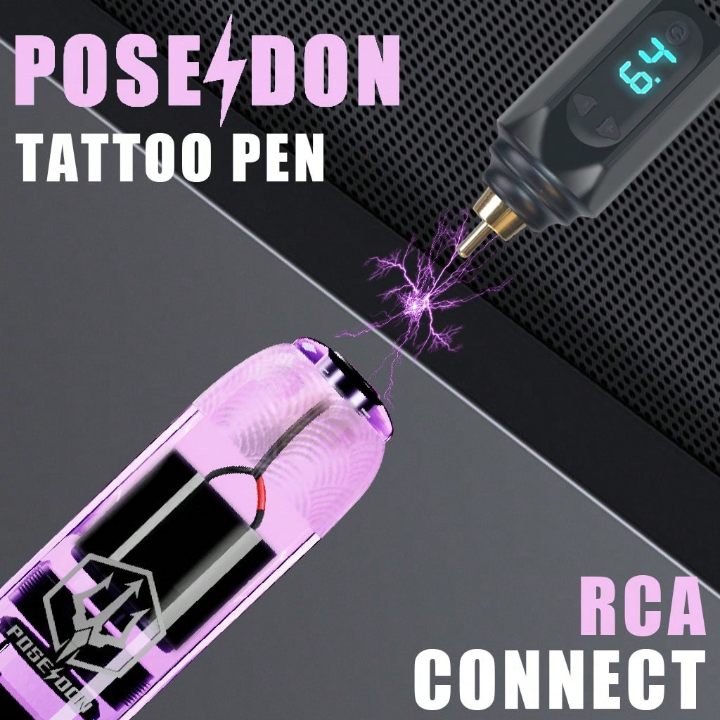 Tattoo Pen Kit - POSEIDON Wireless Tattoo Machine Kit, Tattoo Gun Kit With Tattoo Power Supply And 20 Pcs Tattoo Cartridge Needles, Complete Tattoo Kit Tattoo Supplies For Beginners(TK039)