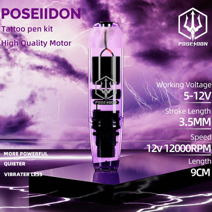 Tattoo Pen Kit - POSEIDON Wireless Tattoo Machine Kit, Tattoo Gun Kit With Tattoo Power Supply And 20 Pcs Tattoo Cartridge Needles, Complete Tattoo Kit Tattoo Supplies For Beginners(TK039)