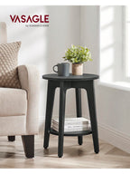 Round End Table with Lower Shelf | Compact Side Table for Small Spaces – MIRA
