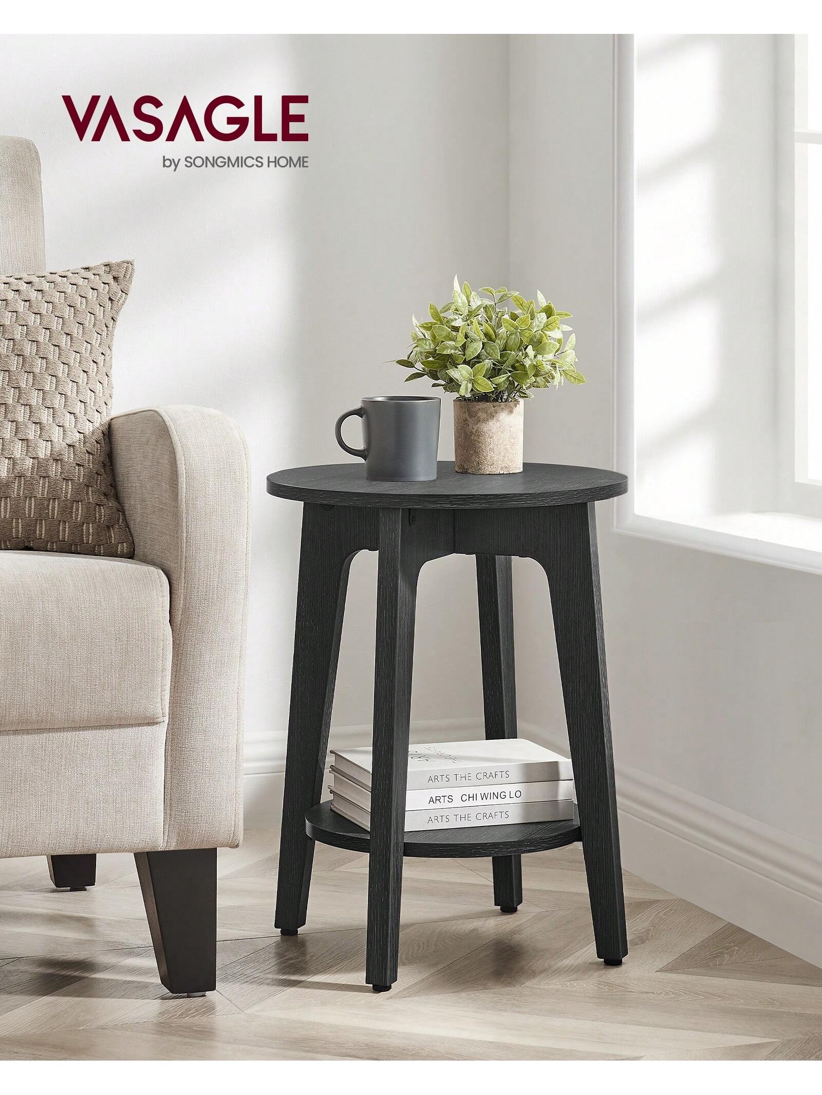 Round End Table with Lower Shelf | Compact Side Table for Small Spaces – MIRA