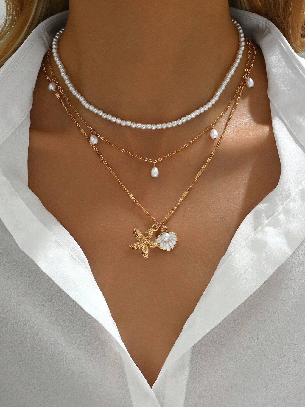 Gold Layered Bead Chain Necklace Set for Women – Boho Style | MIRA