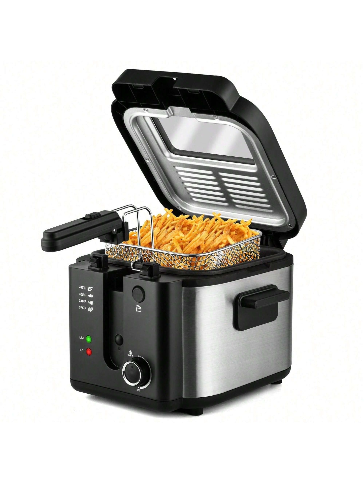 SUSTEAS Deep Fryer With Basket, 1500W Electric Deep Fryers For Home Use With Temperature Control, Removable Lid And 2.5L Non-Stick Inner Pot Easy To Clean 304 Stainless Steel