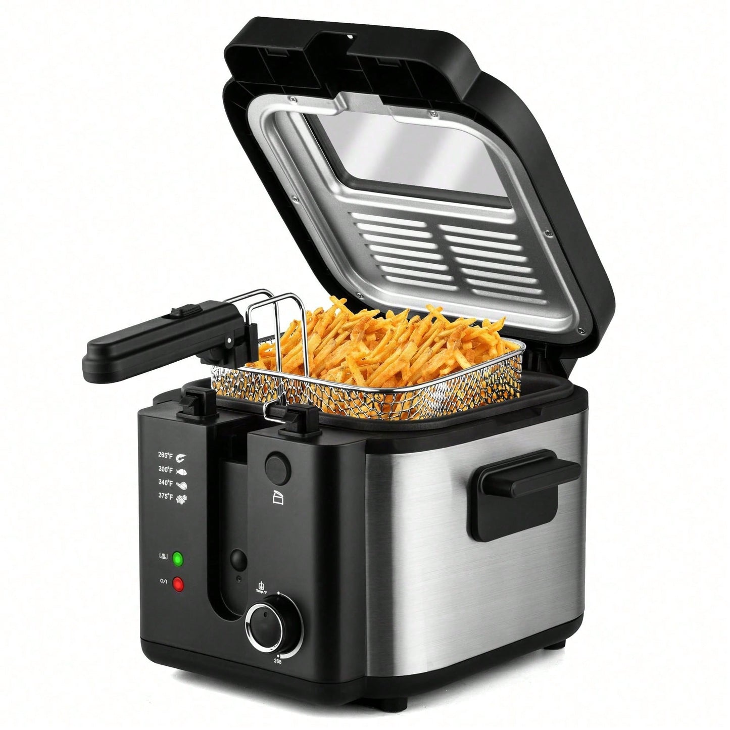 SUSTEAS Deep Fryer With Basket, 1500W Electric Deep Fryers For Home Use With Temperature Control, Removable Lid And 2.5L Non-Stick Inner Pot Easy To Clean 304 Stainless Steel