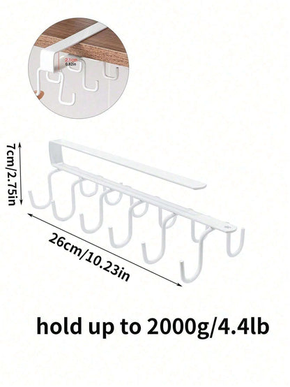 1/2pcs Hat Organizer Rack, Belt Organizer Rack, Wardrobe Accessory Organizer With 6 Hat Hooks, Hanger Rack For Cabinet, Closet, No Drilling, Simple Storage Shelf