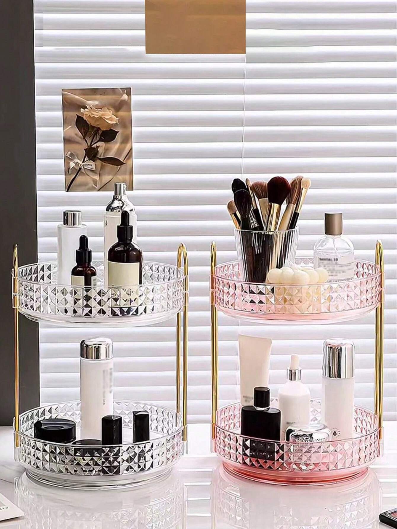 360° Rotating Makeup Organizer – Carousel Spinning Rack for Vanity | MIRA