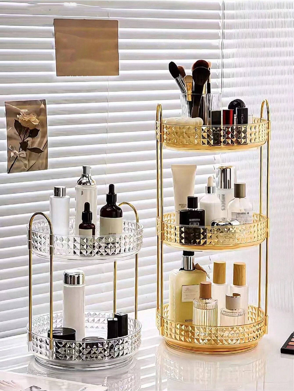 360° Rotating Makeup Organizer – Carousel Spinning Rack for Vanity | MIRA