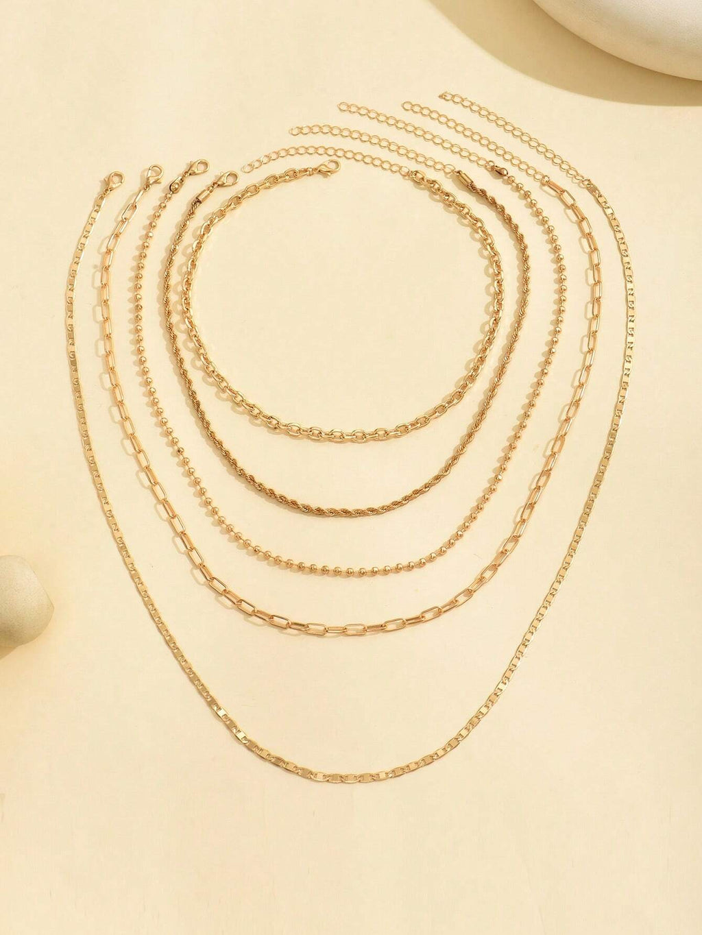Gold Layered Bead Chain Necklace Set for Women – Boho Style | MIRA