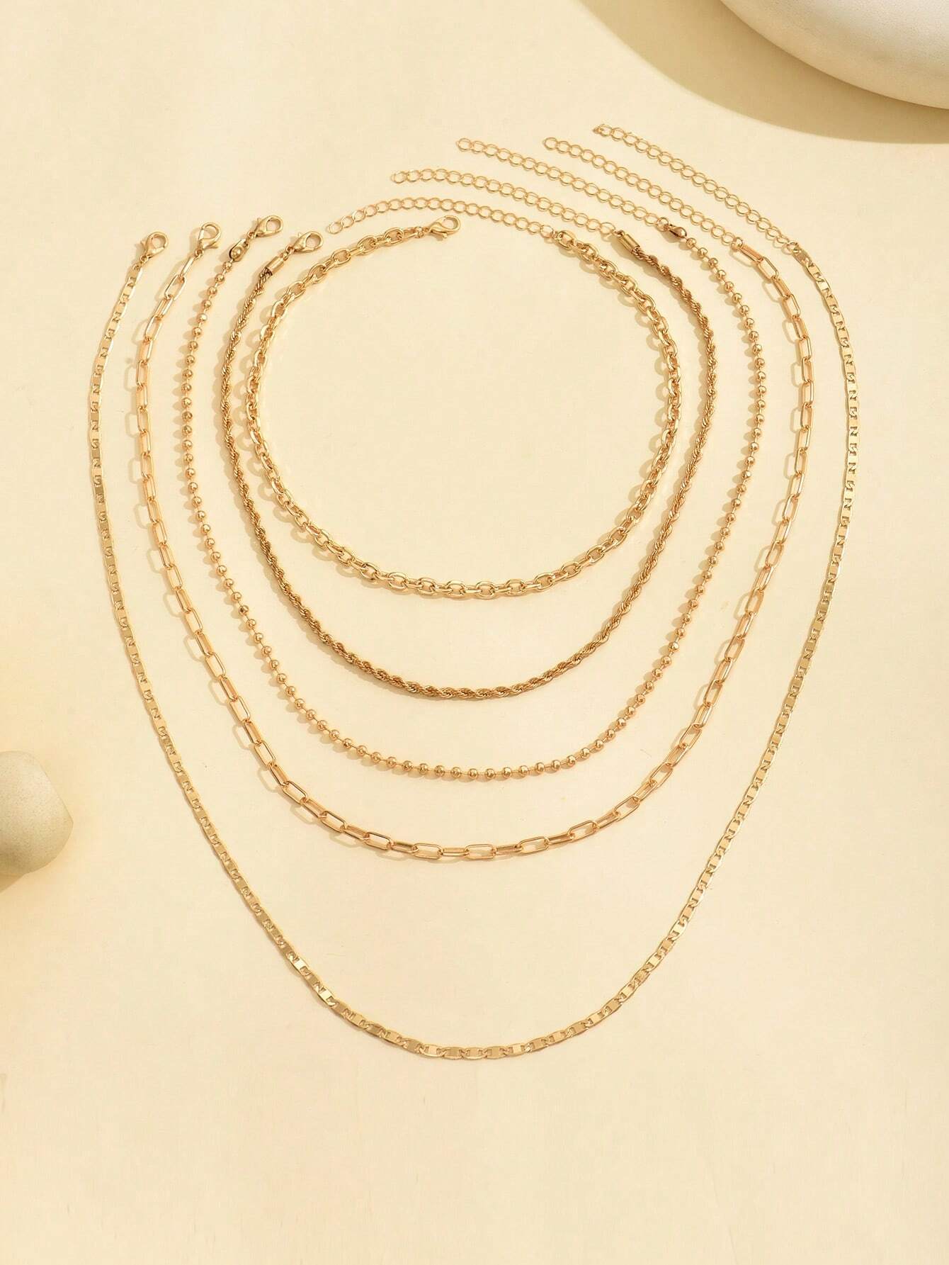 Gold Layered Bead Chain Necklace Set for Women – Boho Style | MIRA