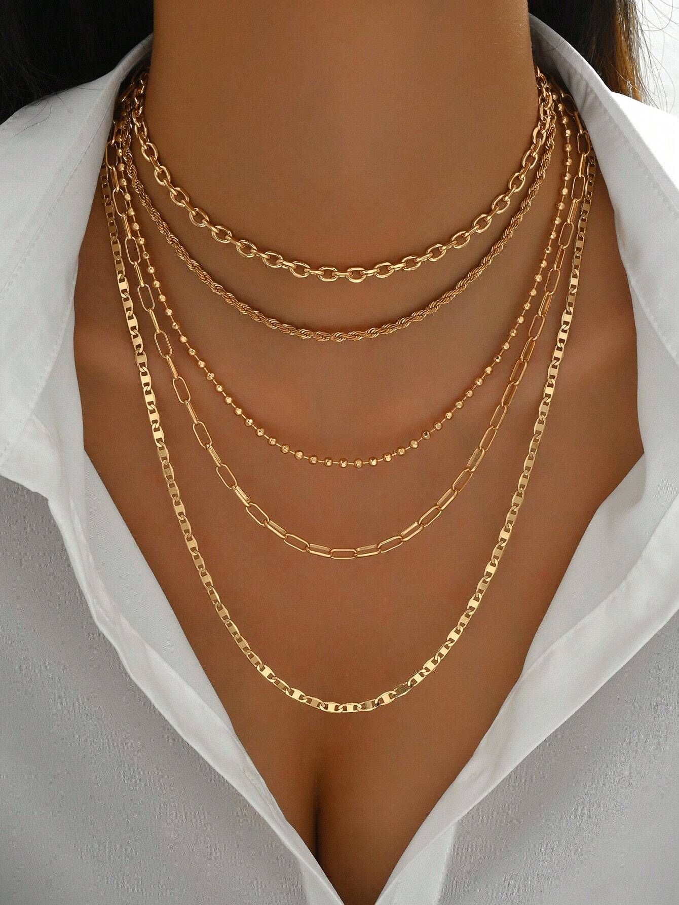 Gold Layered Bead Chain Necklace Set for Women – Boho Style | MIRA