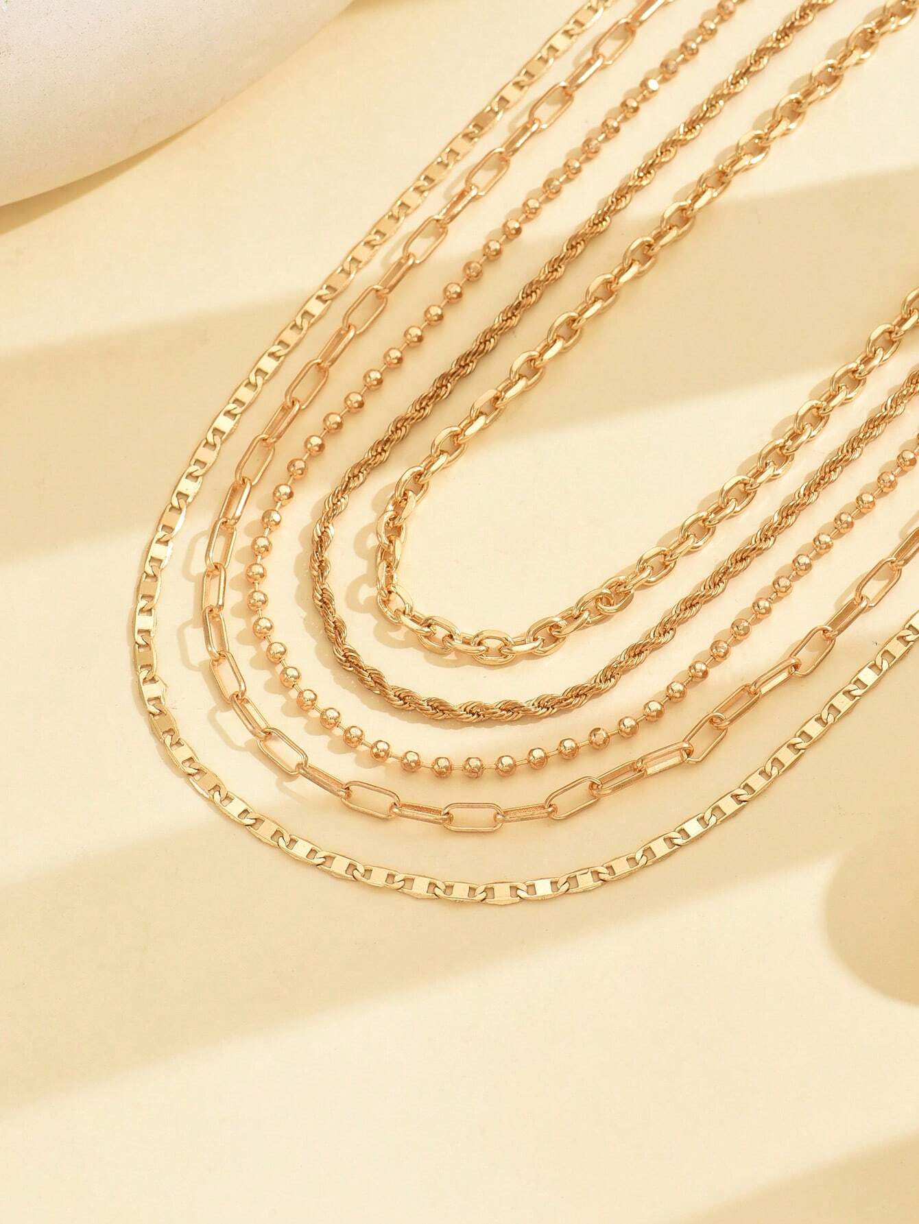 Gold Layered Bead Chain Necklace Set for Women – Boho Style | MIRA