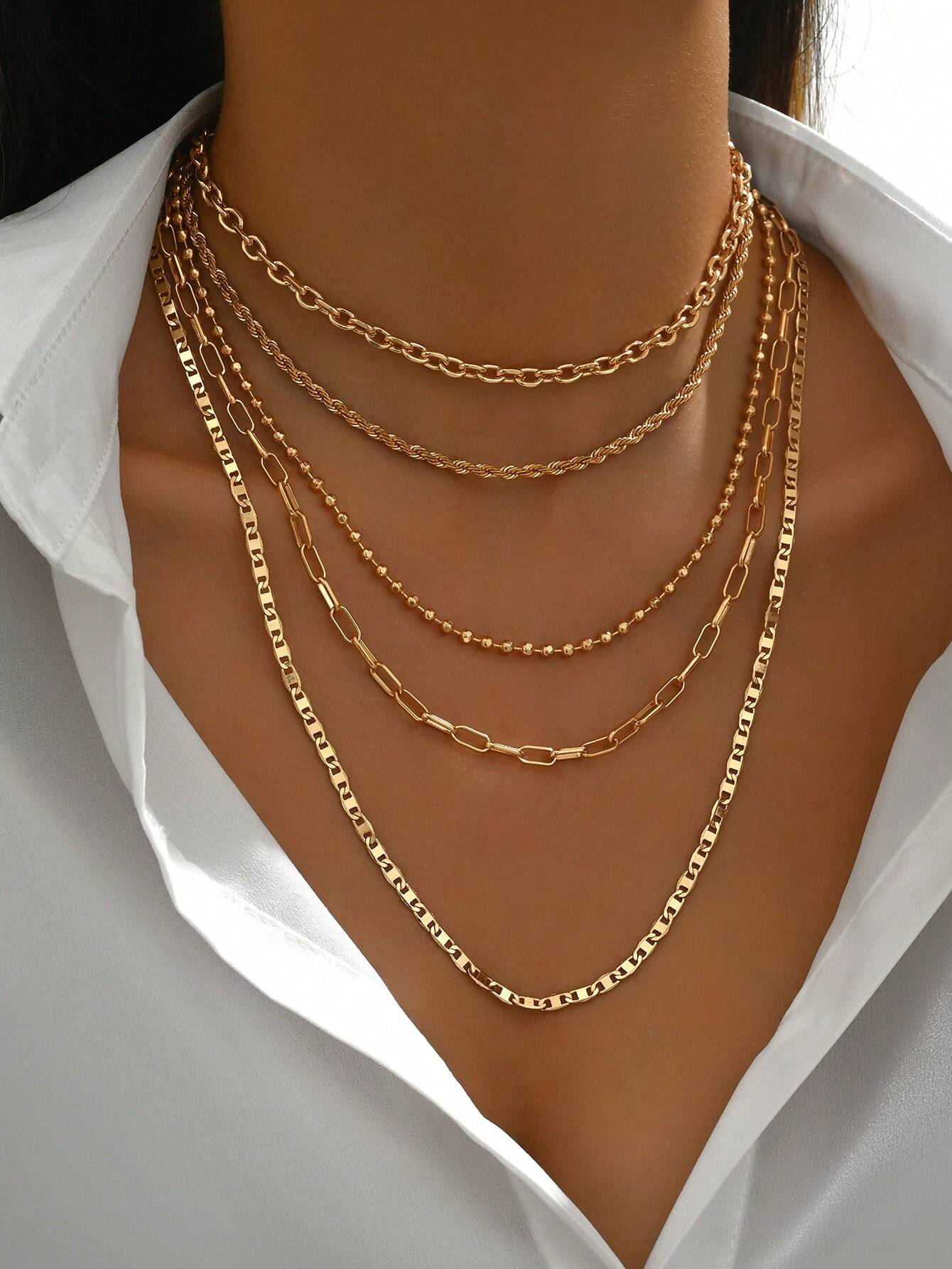 Gold Layered Bead Chain Necklace Set for Women – Boho Style | MIRA