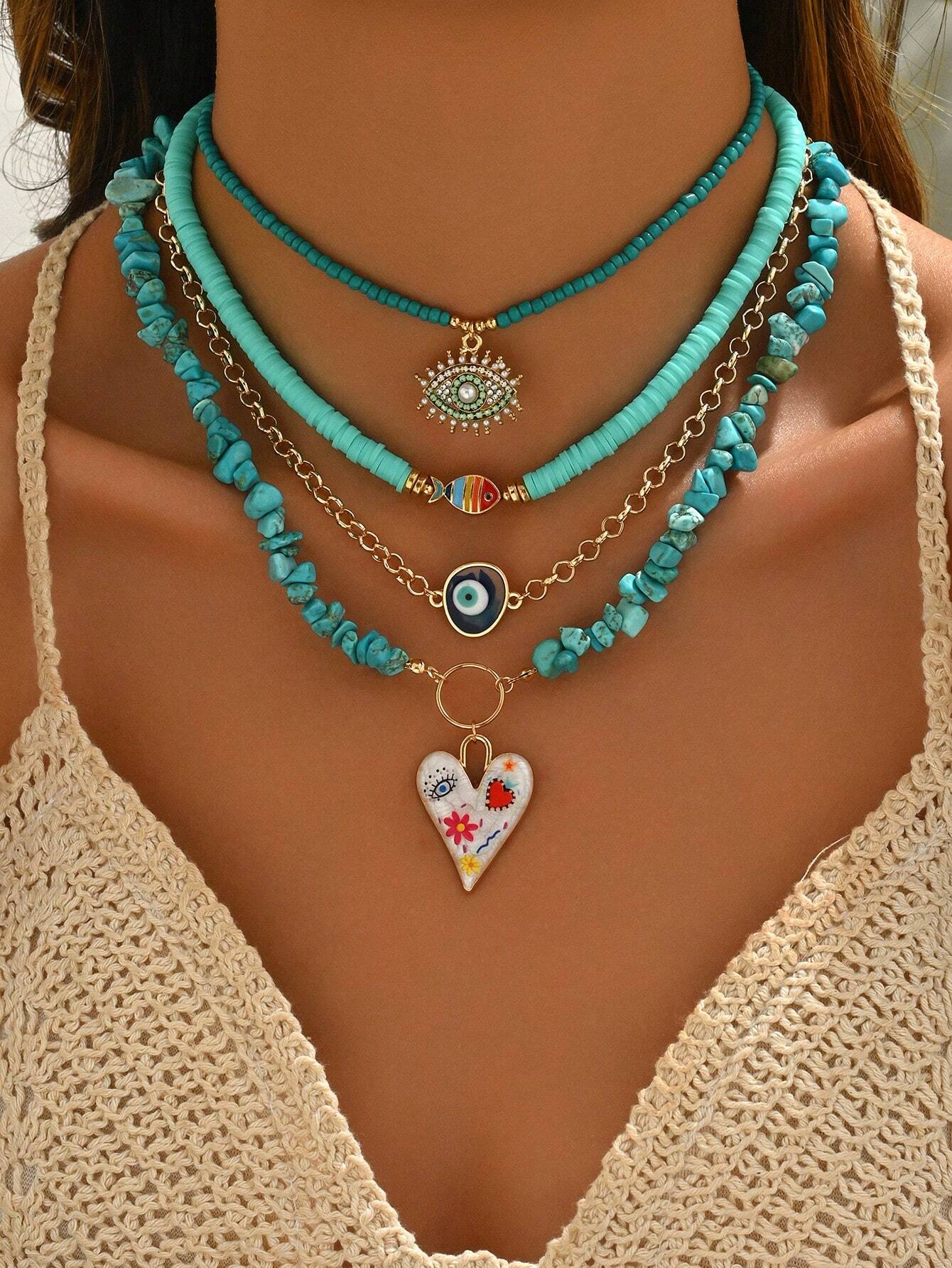 Gold Layered Bead Chain Necklace Set for Women – Boho Style | MIRA
