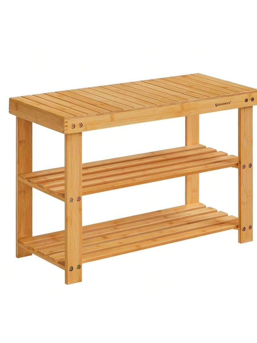 3-Tier Bamboo Shoe Rack Bench – Entryway Shoe Organizer 286lb | MIRA