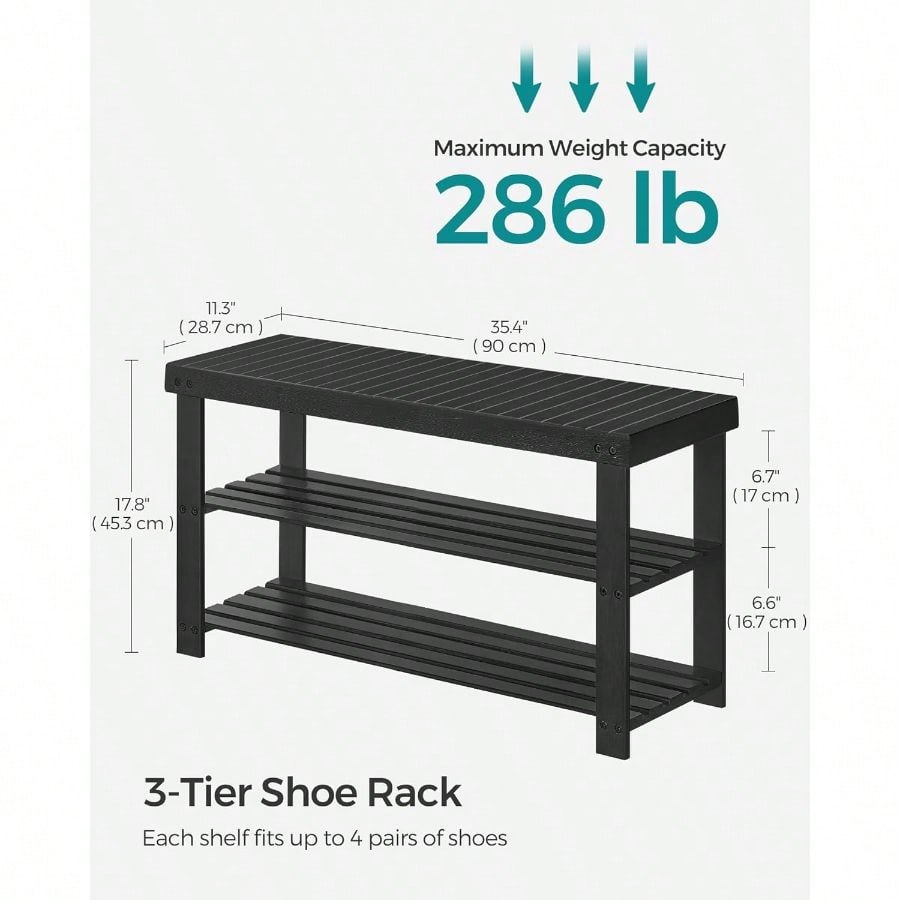 3-Tier Bamboo Shoe Rack Bench – Entryway Shoe Organizer 286lb | MIRA