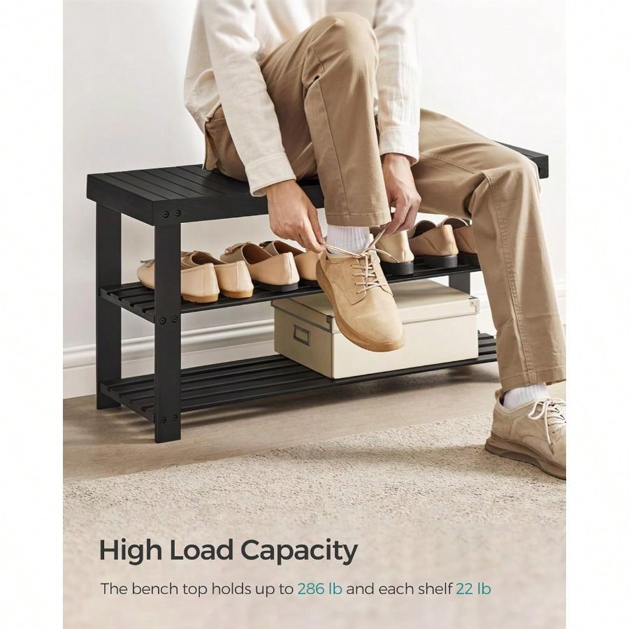 3-Tier Bamboo Shoe Rack Bench – Entryway Shoe Organizer 286lb | MIRA