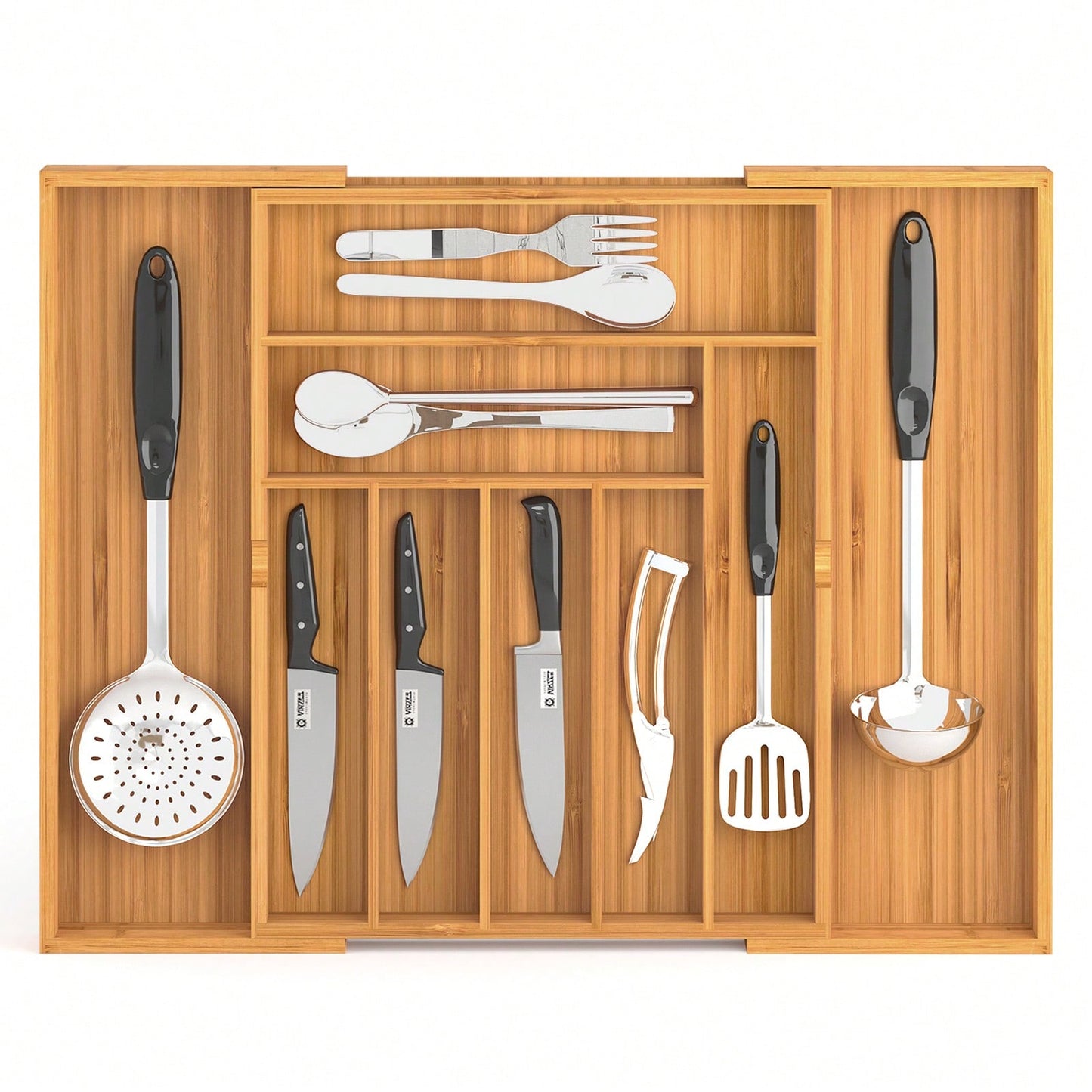 1 Pc Kitchen Expandable Bamboo Drawer Organizer Kitchen Organiser Adjustable Cutlery Tray For Kitchen Utensils, Flatware,Silverware, Jewelry Box, Storage Box
