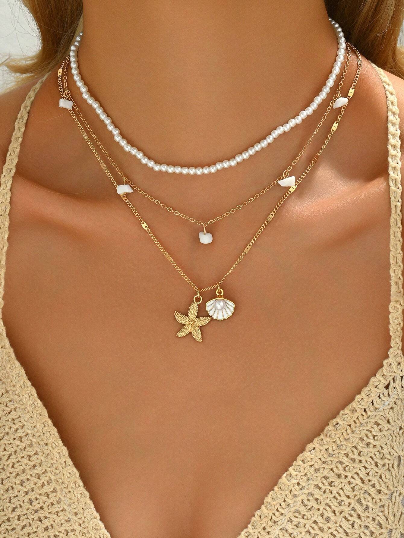 Gold Layered Bead Chain Necklace Set for Women – Boho Style | MIRA