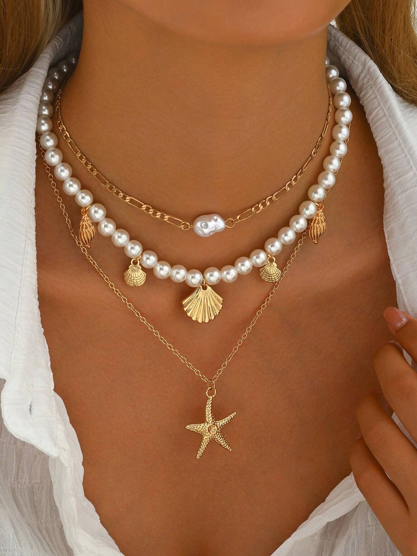 Gold Layered Bead Chain Necklace Set for Women – Boho Style | MIRA