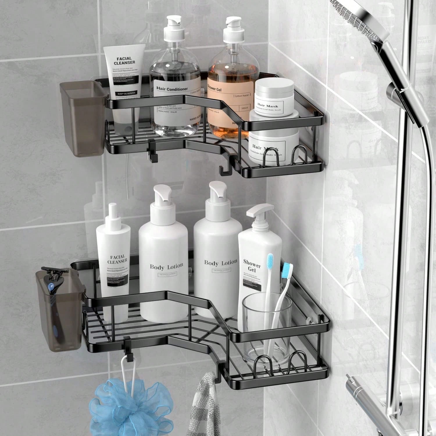 Adhesive Corner Shower Caddy 2-Pack – No Drill, Rustproof | MIRA
