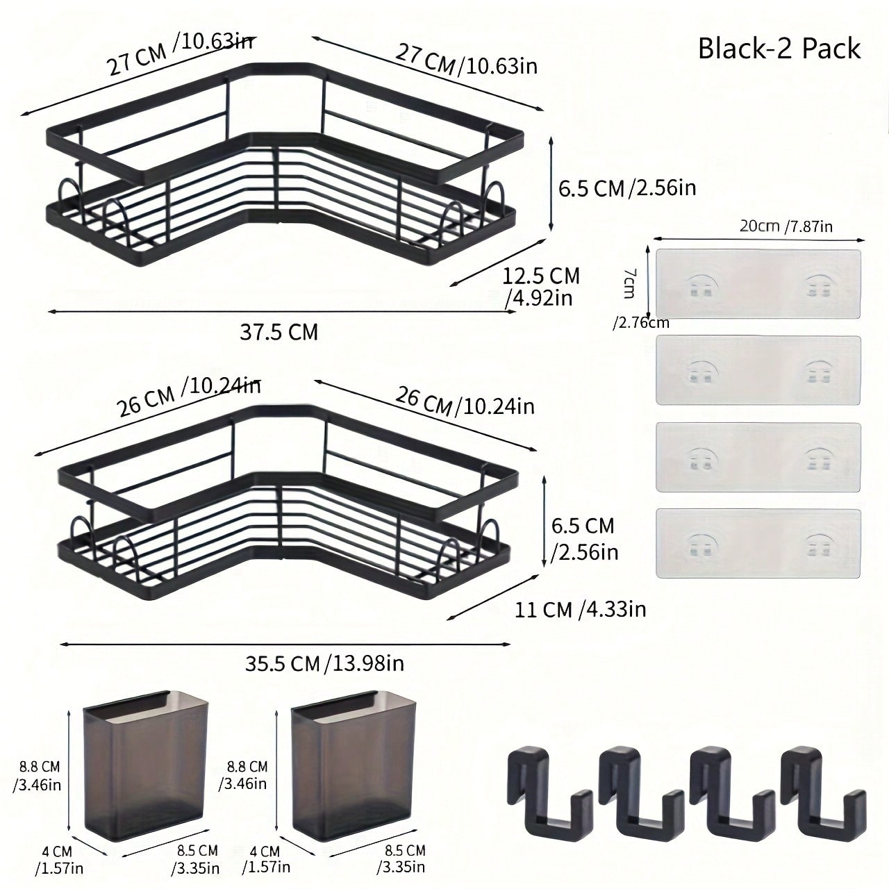 Adhesive Corner Shower Caddy 2-Pack – No Drill, Rustproof | MIRA