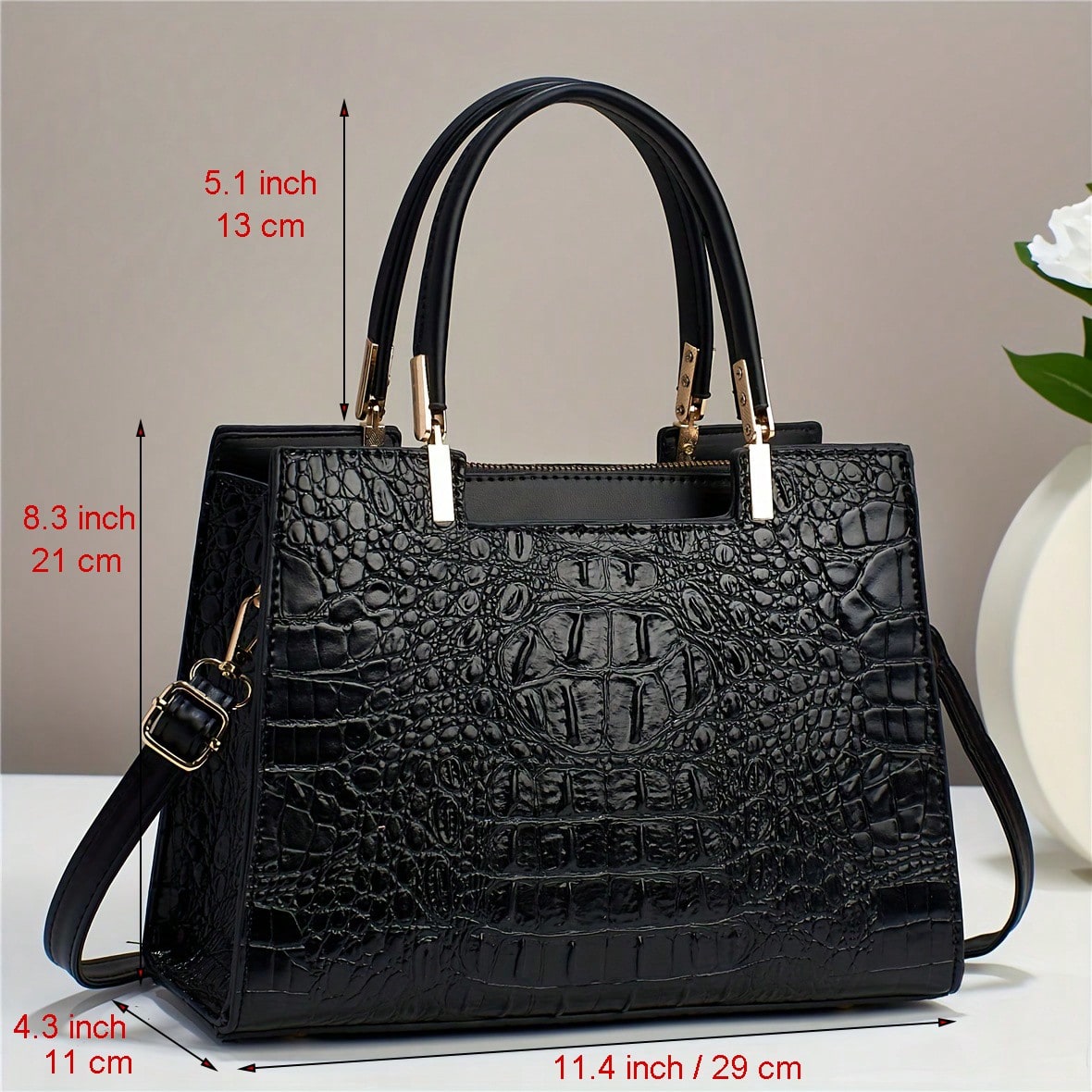 Crocodile Pattern Handbag & Crossbody Purse for Women | MIRA