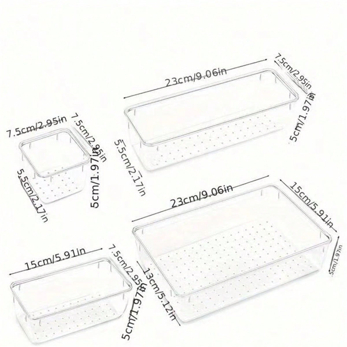 4/8/13/18/25/37 PCS Plastic Square Transparent Divided Storage Boxes, Large Capacity 4 Sizes Multi-Functional Household Organizer Boxes For Kitchen, Bathroom, Office, Bedroom, Cutlery, Cosmetics, School Supplies, Living Goods