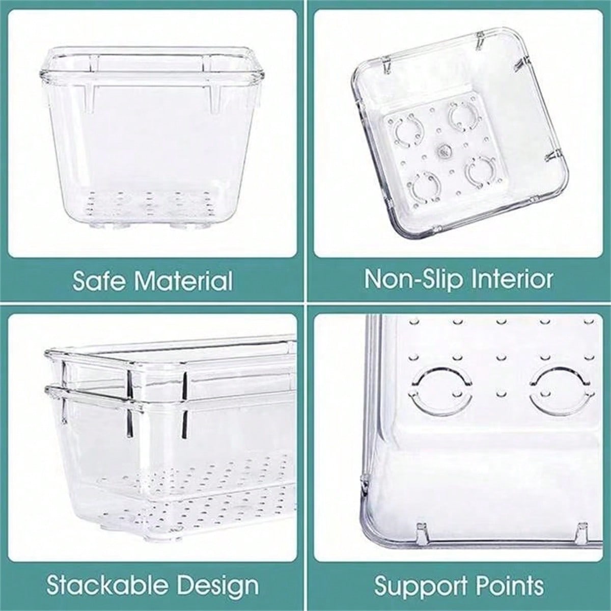 4/8/13/18/25/37 PCS Plastic Square Transparent Divided Storage Boxes, Large Capacity 4 Sizes Multi-Functional Household Organizer Boxes For Kitchen, Bathroom, Office, Bedroom, Cutlery, Cosmetics, School Supplies, Living Goods