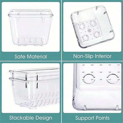 4/8/13/18/25/37 PCS Plastic Square Transparent Divided Storage Boxes, Large Capacity 4 Sizes Multi-Functional Household Organizer Boxes For Kitchen, Bathroom, Office, Bedroom, Cutlery, Cosmetics, School Supplies, Living Goods