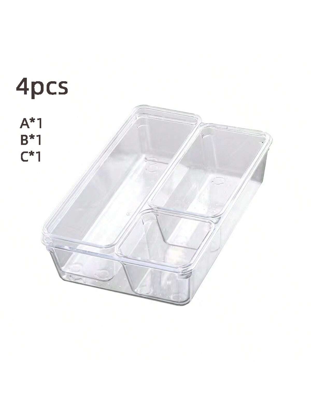 4/8/13/18/25/37 PCS Plastic Square Transparent Divided Storage Boxes, Large Capacity 4 Sizes Multi-Functional Household Organizer Boxes For Kitchen, Bathroom, Office, Bedroom, Cutlery, Cosmetics, School Supplies, Living Goods