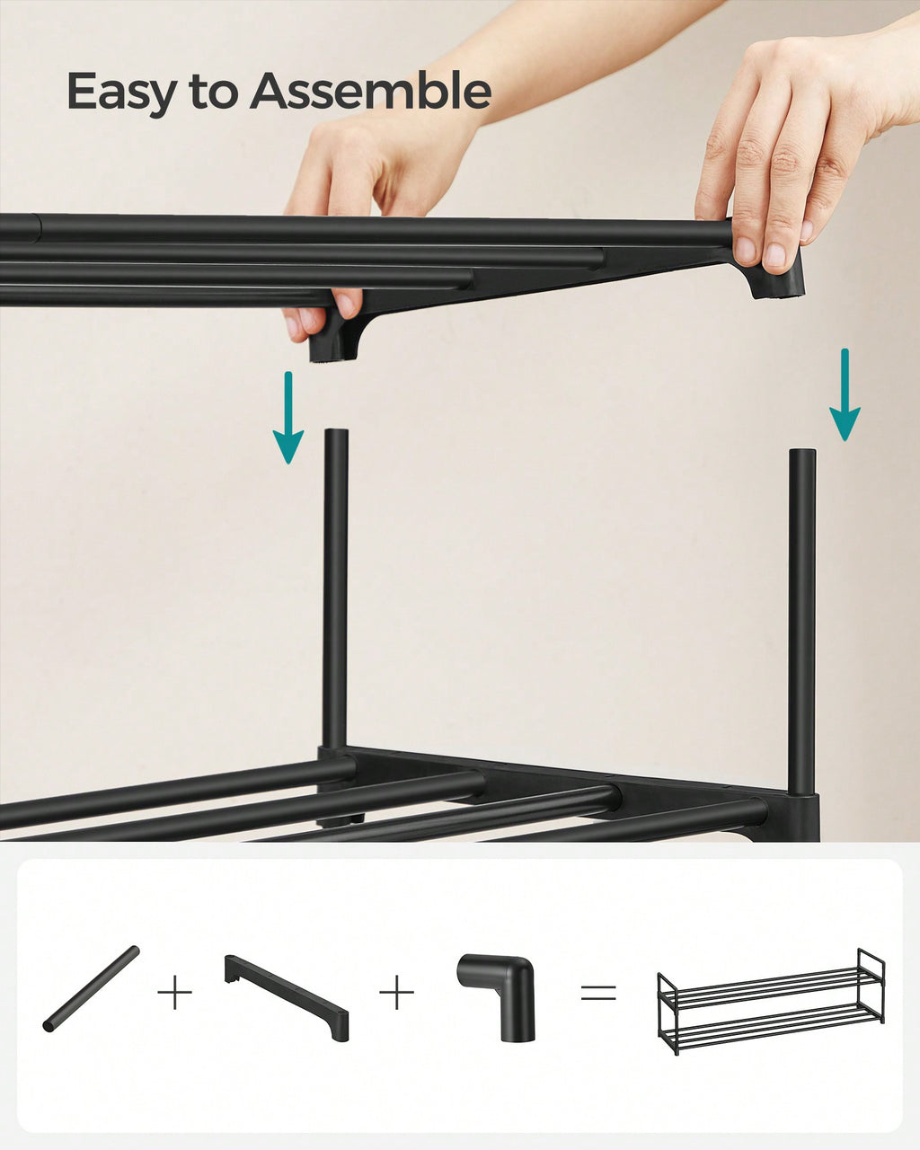 3-Tier Metal Shoe Rack for 18 Pairs – Easy Assembly, Black | MIRA