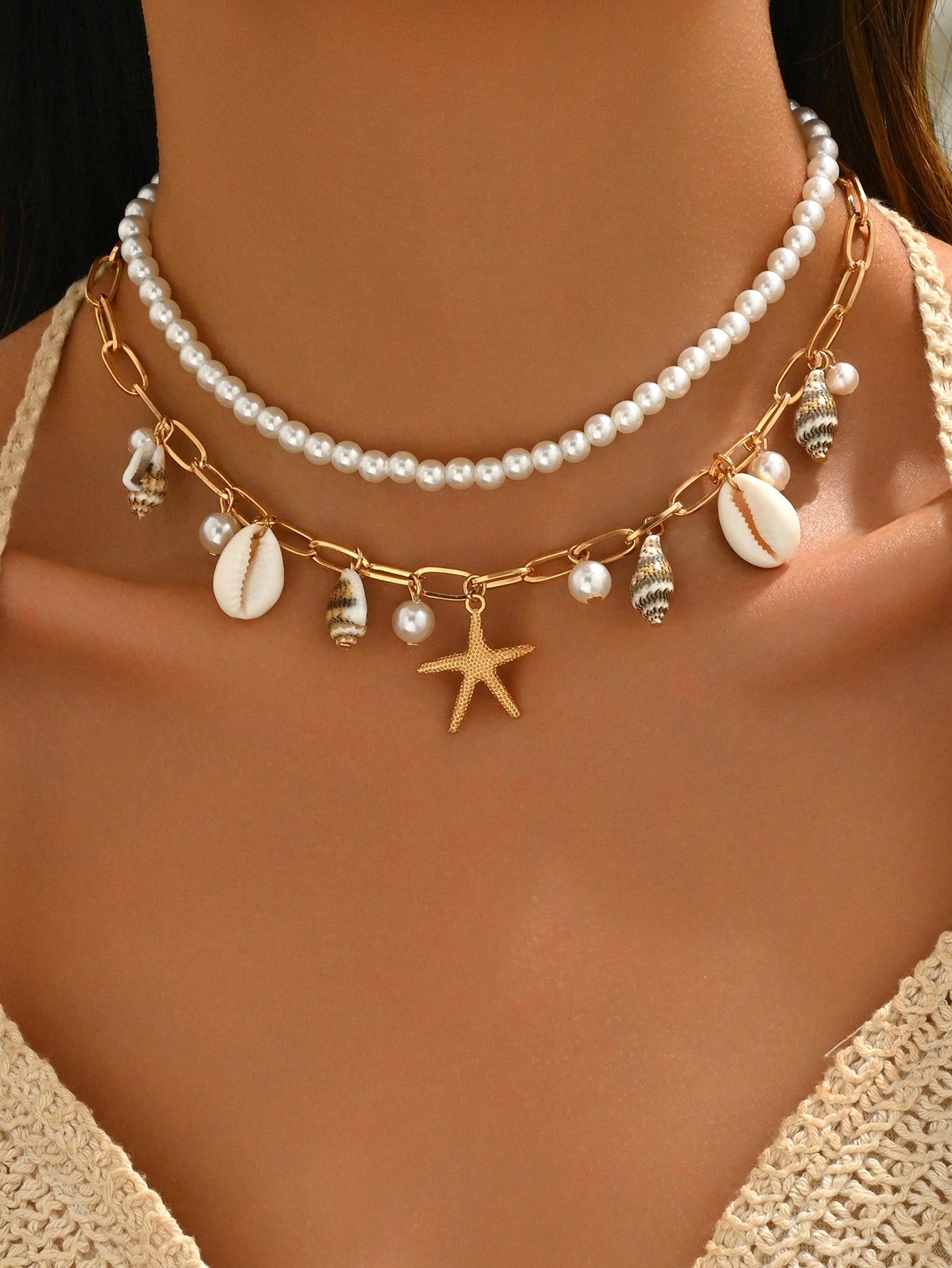 Gold Layered Bead Chain Necklace Set for Women – Boho Style | MIRA