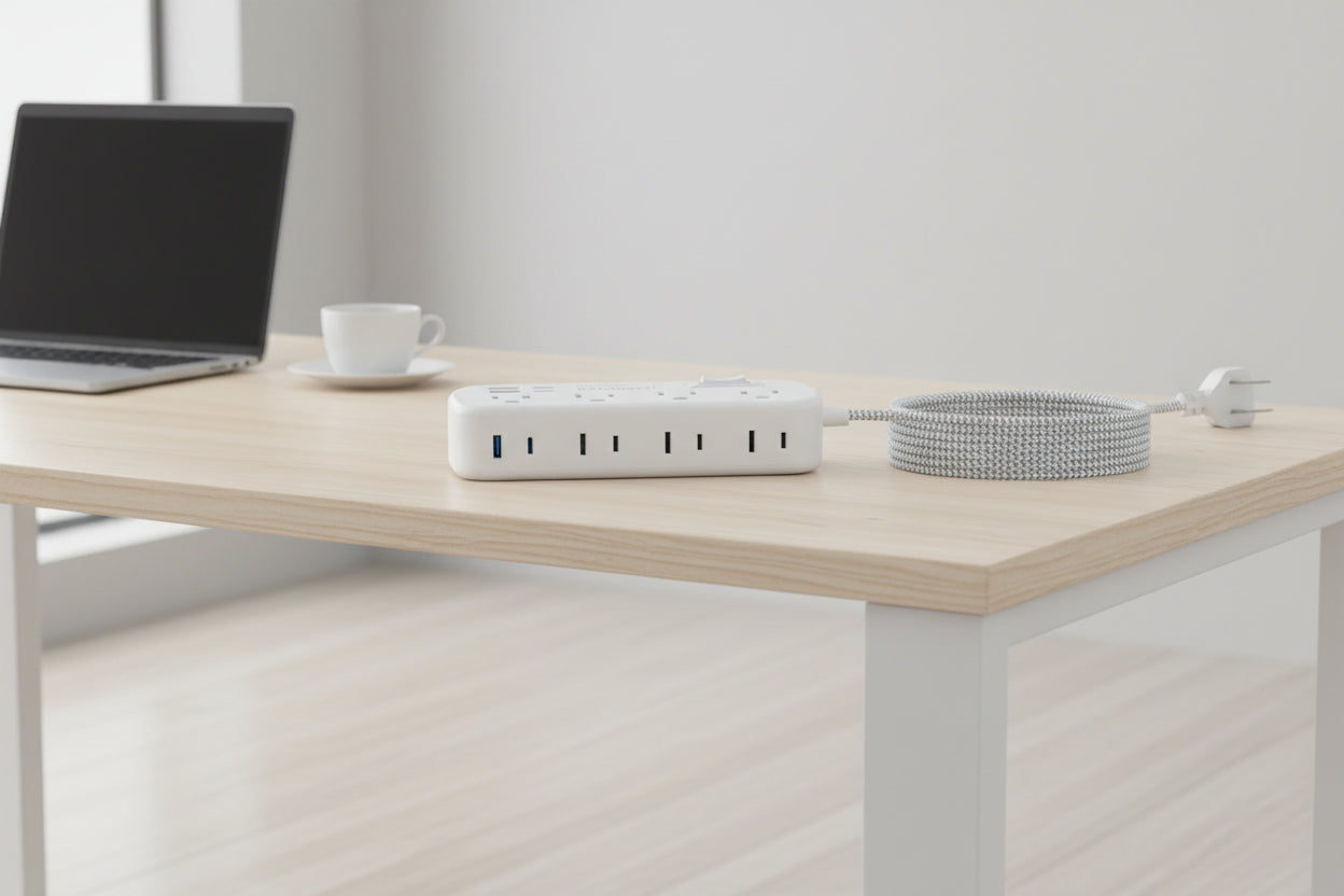 Flat Plug Surge Protected Power Strip