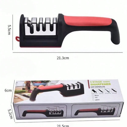 4 Stage Manual Knife Sharpener, Professional Kitchen Blade Sharpening Tool, Non Slip Handle Knife Sharpener For Steel Knives Scissors