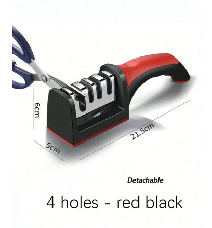 4 Stage Manual Knife Sharpener, Professional Kitchen Blade Sharpening Tool, Non Slip Handle Knife Sharpener For Steel Knives Scissors