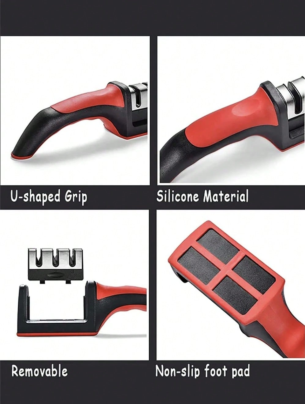 4 Stage Manual Knife Sharpener, Professional Kitchen Blade Sharpening Tool, Non Slip Handle Knife Sharpener For Steel Knives Scissors