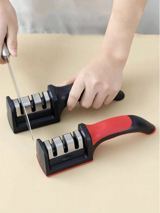 4 Stage Manual Knife Sharpener, Professional Kitchen Blade Sharpening Tool, Non Slip Handle Knife Sharpener For Steel Knives Scissors